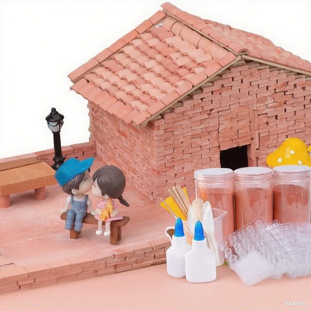 Set di materiali per piastrelle in mattoni rossi in miniatura di qualità Kit di blocchi di costruzione Modelli creativi di case giocattolo Mini progetti architettonici fai-da-te