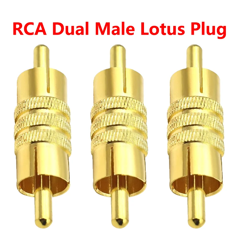 Dual RCA Male to male Golden Audio Connector Adapter Plug video Coupler AV cable for CCTV camera