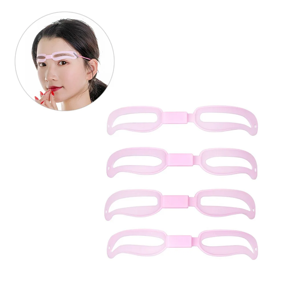 5 Sets Reusable Eyebrow Stencils Handheld Grooming Tool For Natural Woman Lady Pink Makeup Accessories