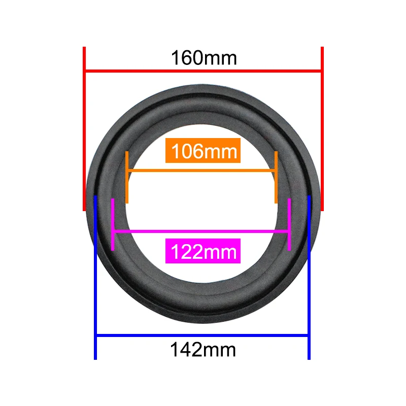 160mm 스피커 고무 가장자리 서스펜션 서라운드 Tannoy 603 636 모니터 HIFI 책장 스피커 수리 2pcs