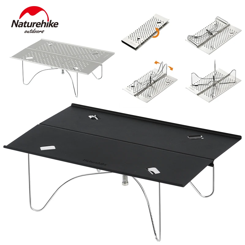 Naturehike Mini Foldable Table Ultralight Outdoor Camping Hiking Desk Aluminum Alloy Stainless Steel Picnic BBQ Table Portable