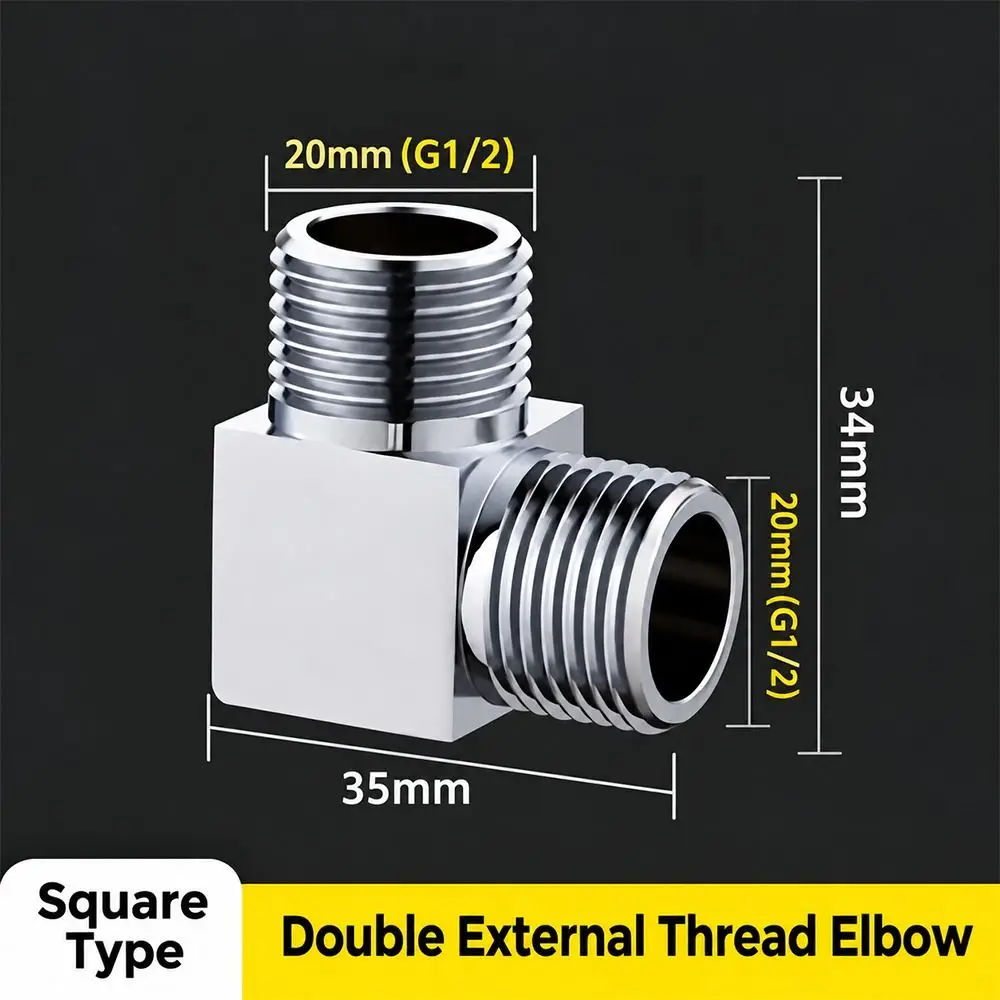 Square Shape T Pipe Fitting Swivel Nut Metal Three Way Valve Chrome Finish Male Female Thread Plumbing Connector