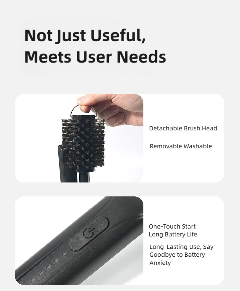 TINSOL Electric barbecue grill cleaning brush, wireless, rechargeable, rotatable, adjustable, for cleaning stubborn grease