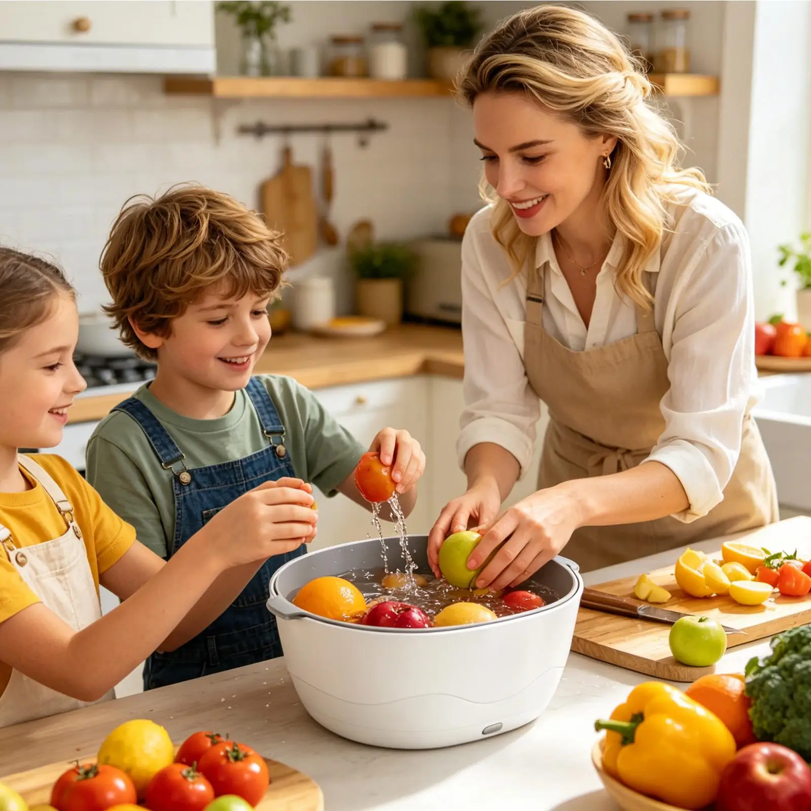 Fruit And Vegetable Washing Machine Double-Layer Waterproof Automatic Cleaning Equipment Food Washer Machine For Indoor Kitchen