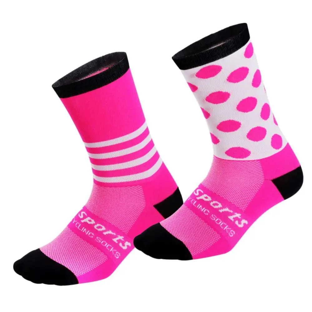 

1 Pair Asymmetric Pattern Cycling Socks Sweat-absorbent Breathable Sports Socks Deodorant Anti Slip Mid Tank Sports Socks