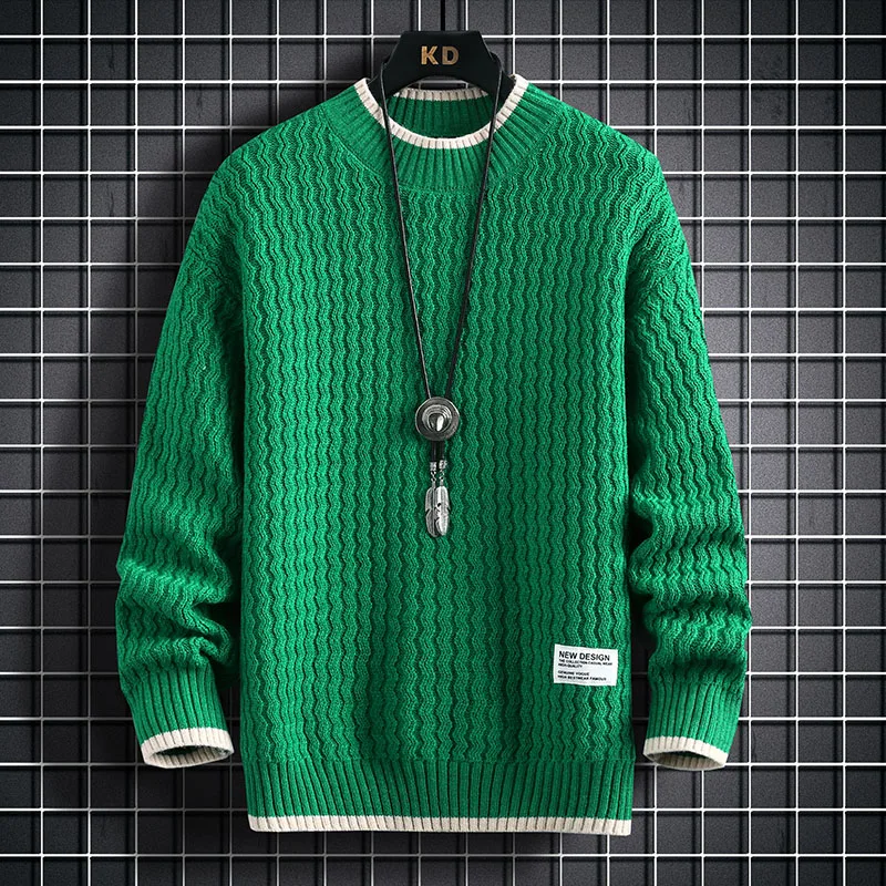 2023 Christmas Sweater Men Knitted Sweater Men Harajuku Stripe Pattern Knitted Pullover Vintage O-Neck Winter Sweaters S-4XL