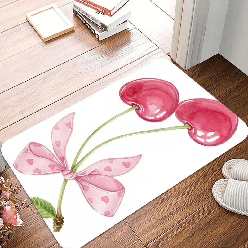 Large Cherry Printing Non-Slip Small Rug Waterproof Easy To Clean Floor Mat for Indoor Outdoor Use Durable Home Decor Fashion