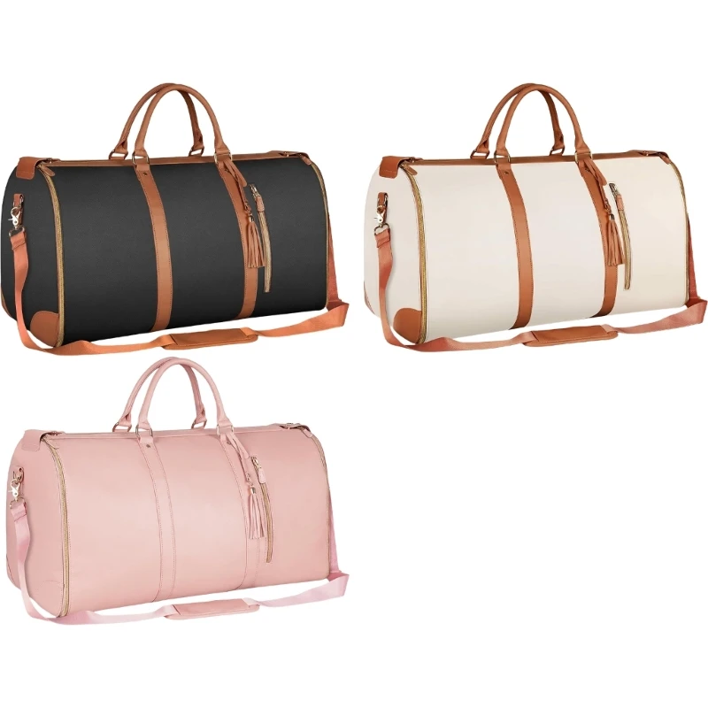 Maleta colgante plegable, bolsa viaje para traje, correa ajustable informal, bolsa para ropa cuero PU resistente agua