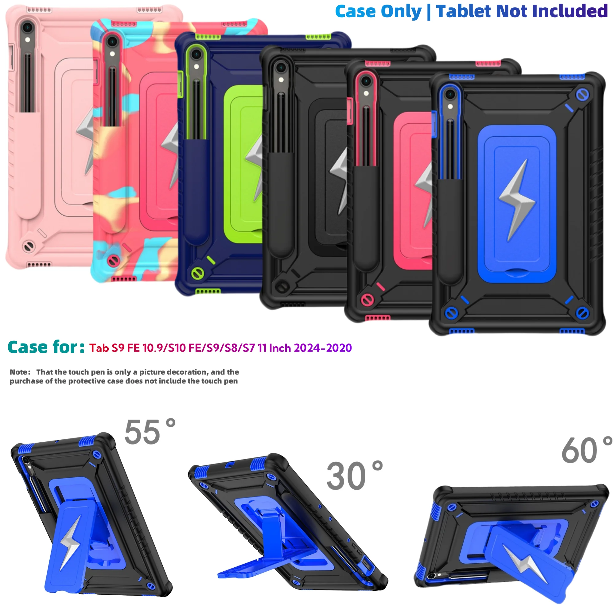 

Чехол для Galaxy Tab S7/S8/S9/S9FE/S10FE 11 дюймов, сверхпрочный ударопрочный чехол с устойчивой подставкой/ремнем для ношения на плече