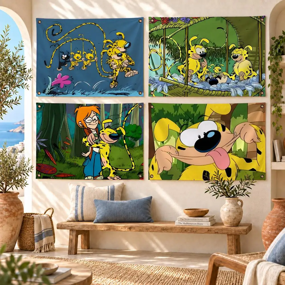Marsupilami Cartoon Funny Flags Flag Soft skin-friendly Durable Tapestry Outdoor party Home living room bedroom Decoration