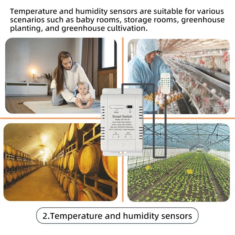 24-Hour Delivery Ewelink WIFI Temperature Humidity Switch 20A Temperature Humidity Monitor With Sensor Probe For Greenhouse