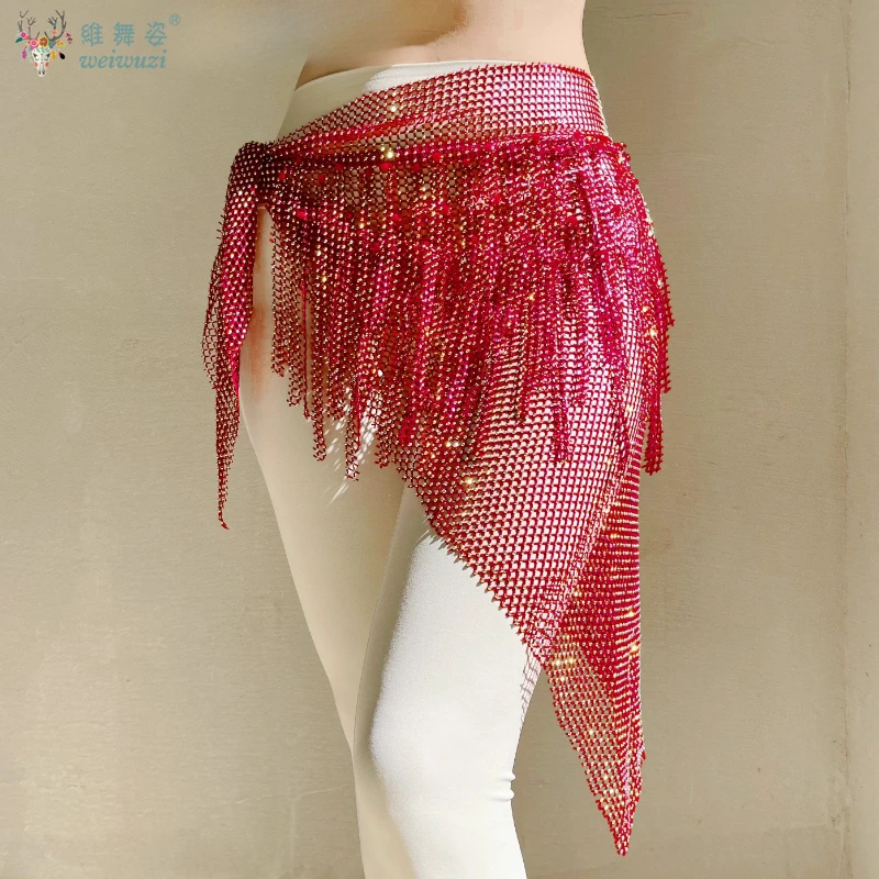 Buikdans Prestaties Riem voor Vrouwen Mesh Driehoek Sjaal Kwastje Billen Taille Keten Volwassen Kinderen Buikdansen Hippe Sjaals