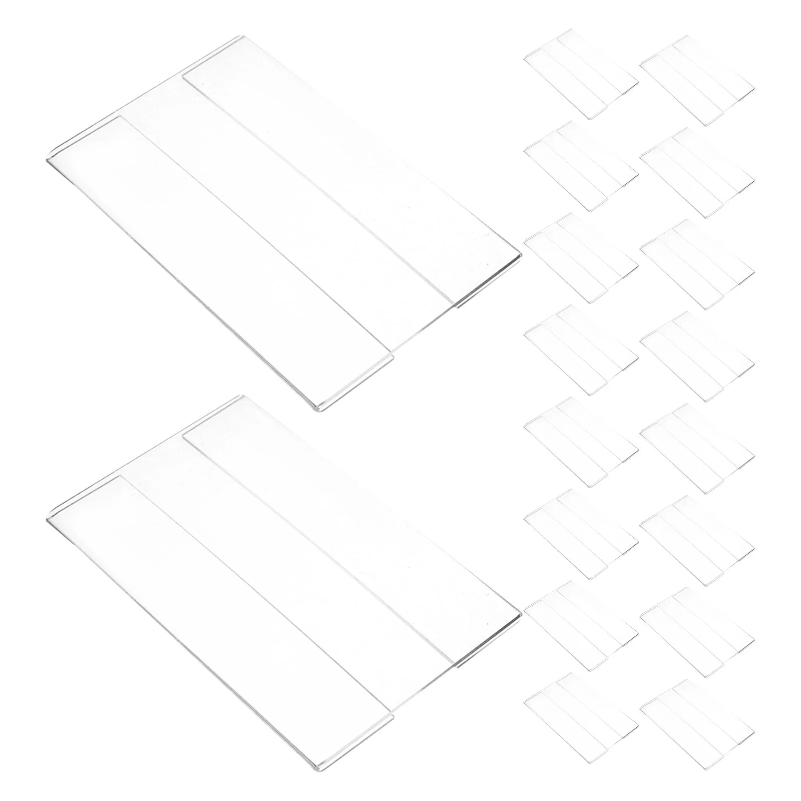 20Pcs Self-Adhesive Price Tag Holders Clear Acrylic Sign Displays 3.14x1.97 Retail Shelf Label Holders for Supermarkets
