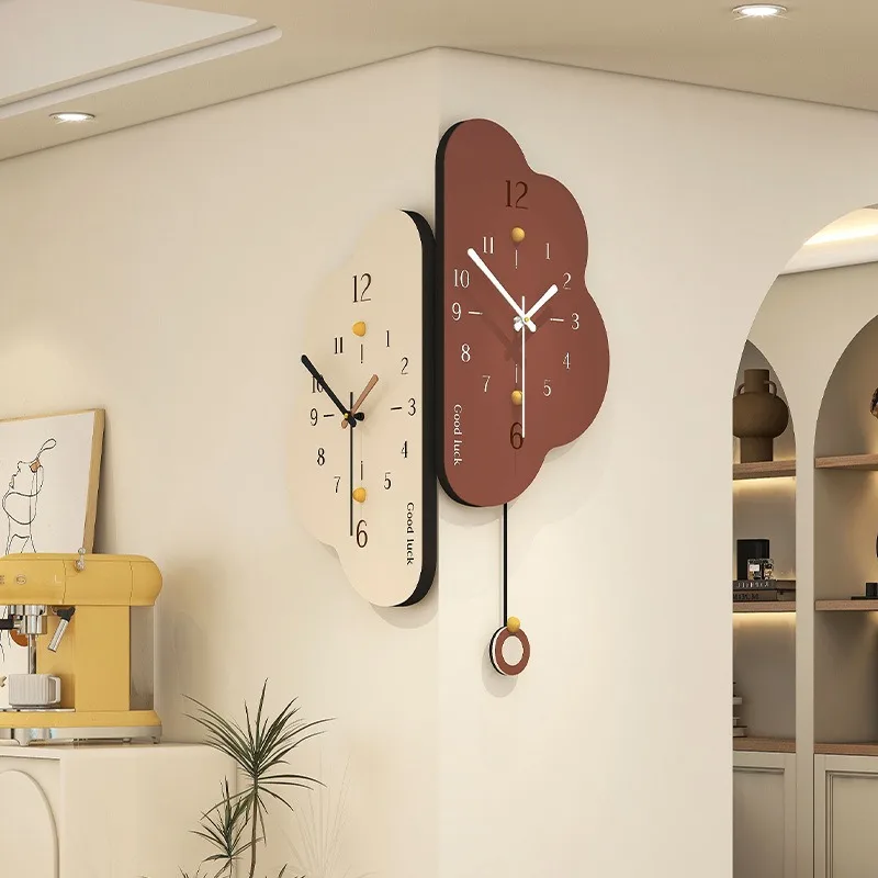 Clock Living Room Advanced Sense Personality Creative CornerClock Cream Wind Corner Clock Household Decoration Double-sided Wall