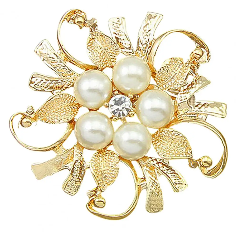 Elegant Animal Brooch Women Fashion Breastpin Flower Rhinestone Faux Pearl Brooch Pin Party