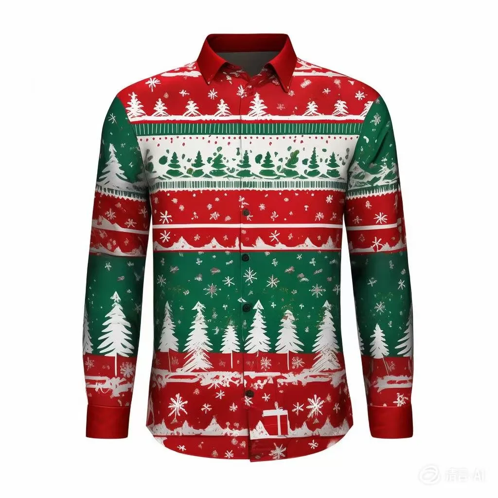 Santa Claus pattern plus size hot selling fashion 2024 men's long sleeved top Christmas theme 3D printing holiday party casual