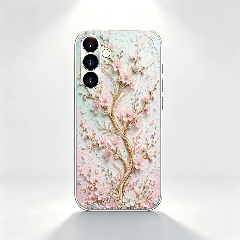 Light luxury sakura tree s26 ultra case Glass phone case for Samsung Galaxy S26 25 24 23 22 FE Ultra Plus Scratch Resistant Case
