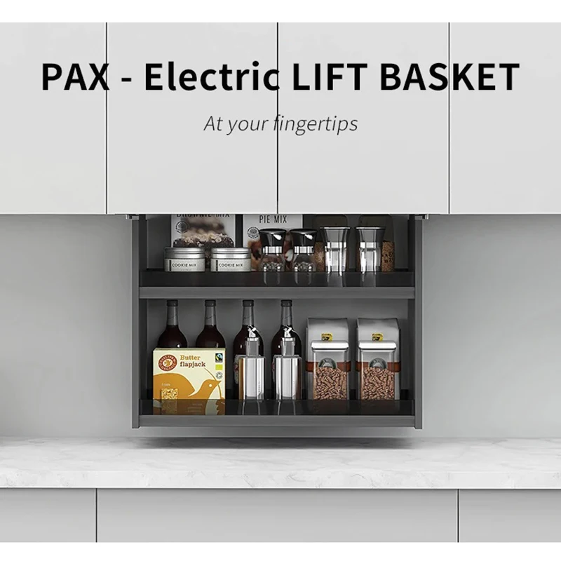 Intelligent Electric Lift Kitchen Basket Storage Kitchen Accessories Lift System Vertical Elevator Pull Down Shelf