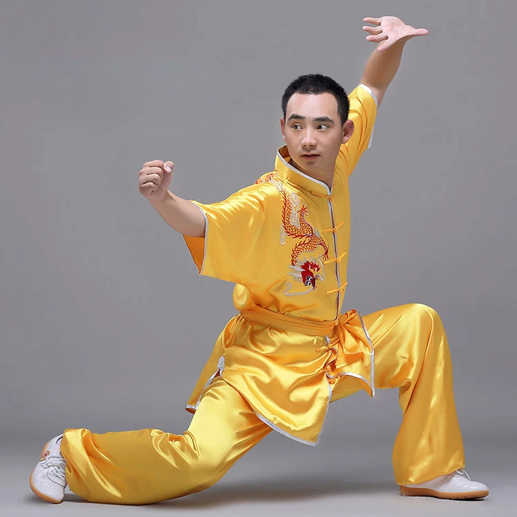 

Chinese Traditional Tangsuit Set Men Women TaiChi Kungfu Uniform Stage Performance Custume Dragon Embroidery Outfits 110-180