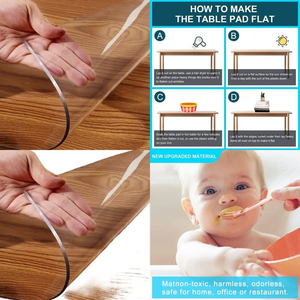 Clear PVC Table Cover, 38x96, for Coffee Tables, Kitchen Counters, Buffets, Parties, Heat and Water Resistant, Non-Slip, Dustpro