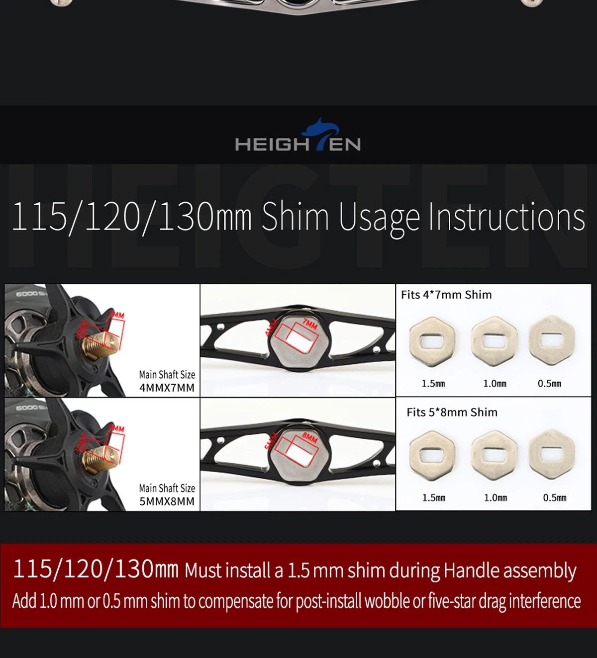 HEIGHTEN 115mm/130mm Baitcasting Reel Handle Without Knob For Shimano & Daiwa Abu Bait Reel
