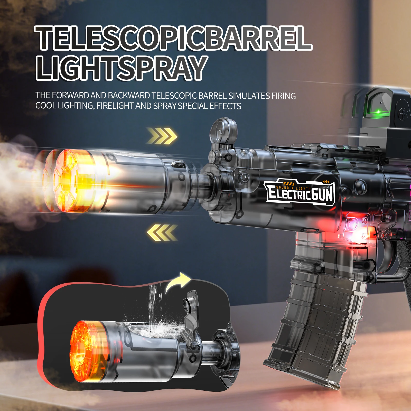 2025 crianças venda quente spray elétrico & pistola de água simula som luz arma brinquedos atividades ao ar livre spray vibração arma brinquedos