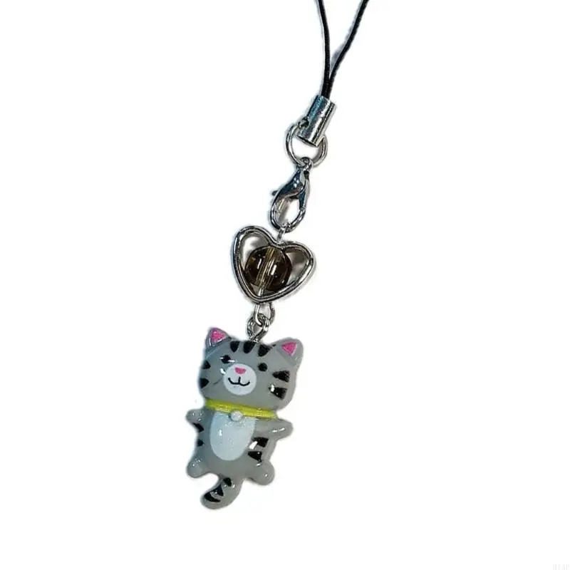 91AF Phone Chain Heart Keychain Phone Lanyard Acrylic Keyring Bag Ornament Gift