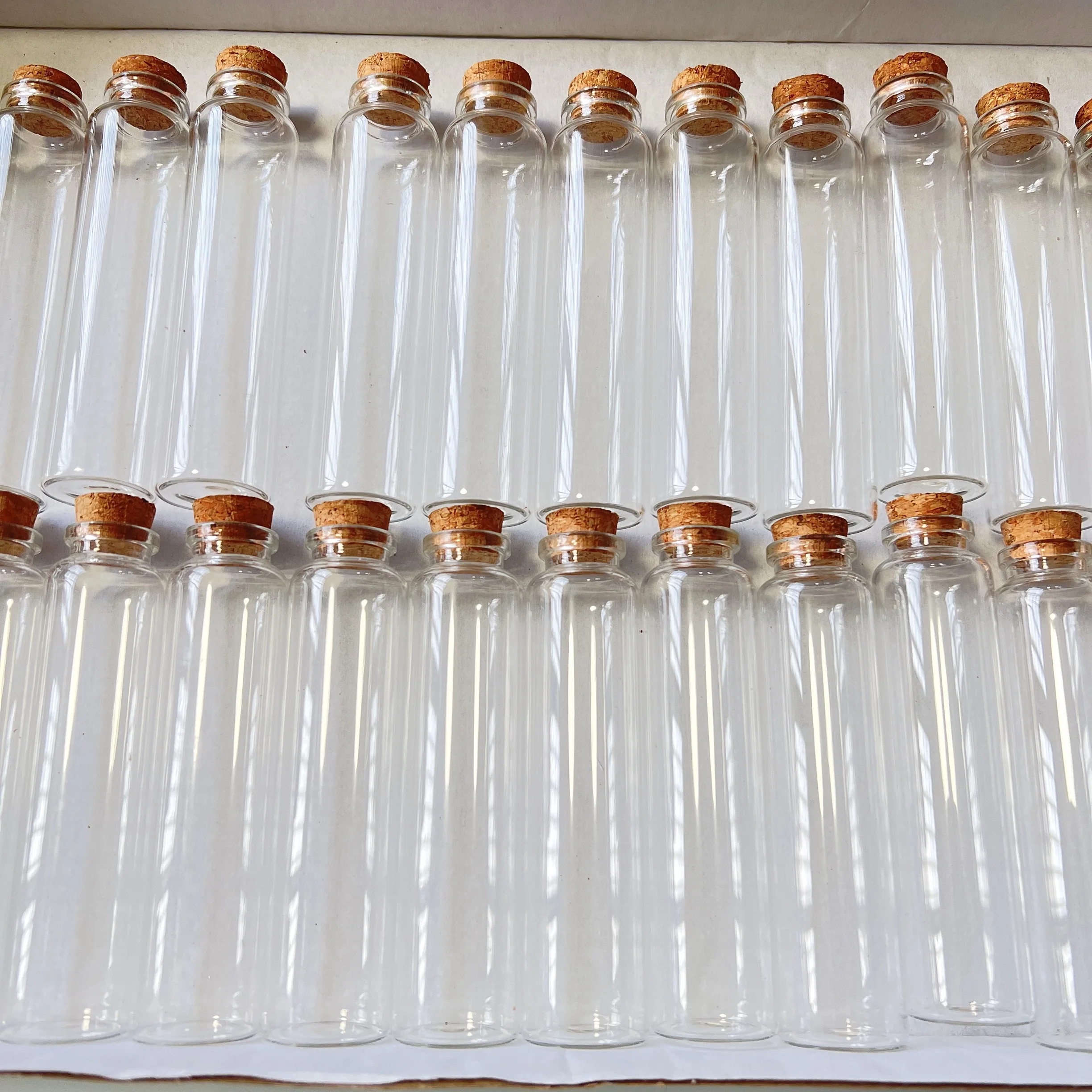 12/21 Pcs 60ml Corked Glass Jars 30x120mm Skinny Test Tube Style Bottles Clear Vials Wedding Favors Wish Home Decor Crafts