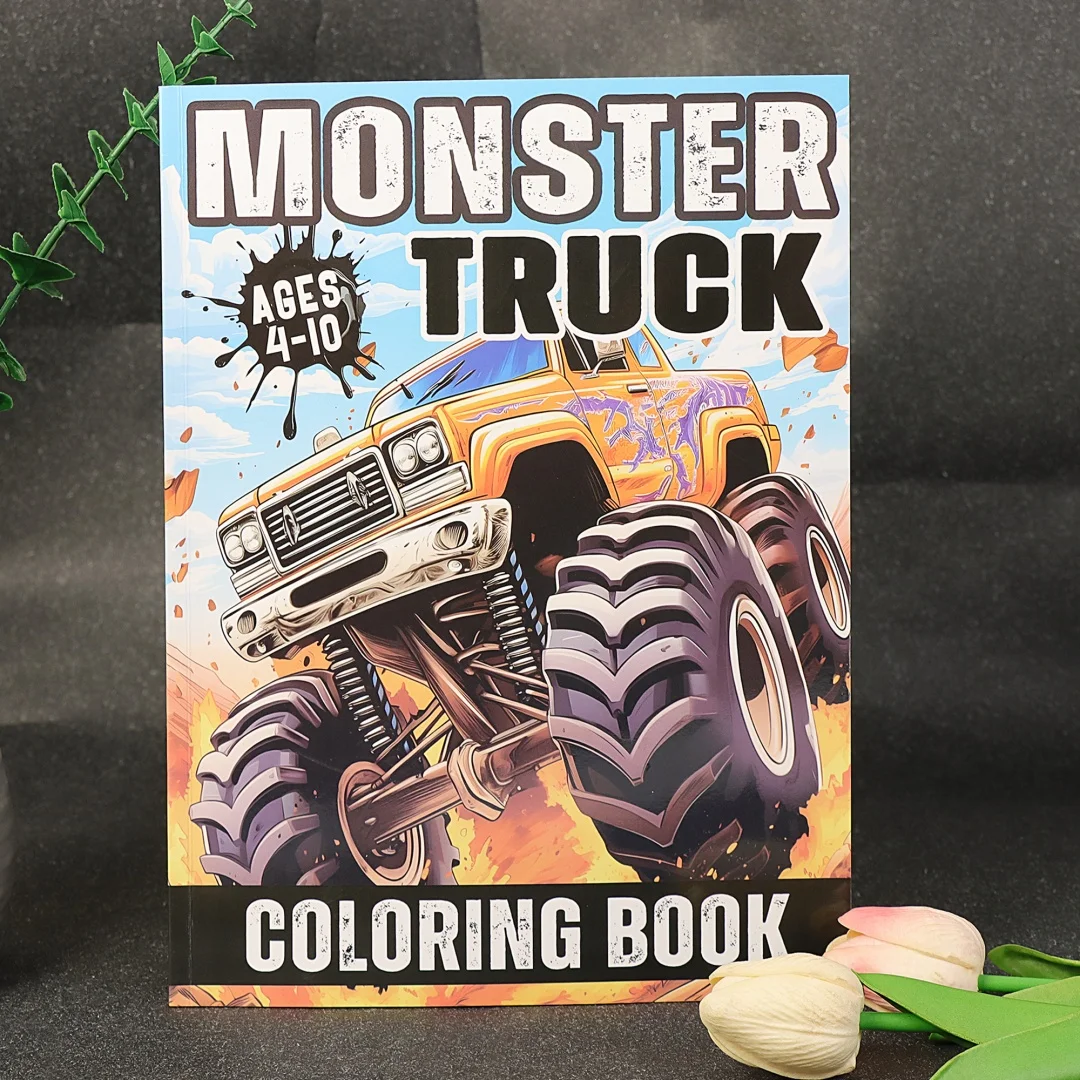Monster Truck Coloring Book for Kids Ages 4-10 - Fun Off-Road Vehicle Coloring Pages for Boys & Girls Creative Activity Gift