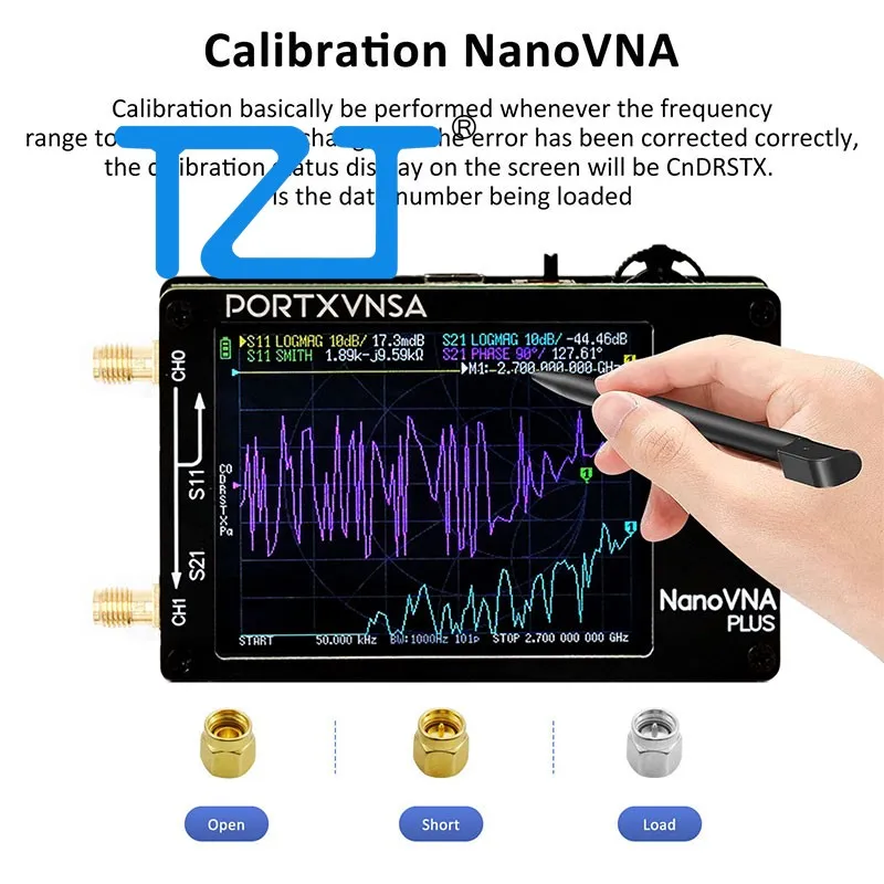 TZT Upgraded NanoVNA Plus 50kHz-2.7GHz Portable Handheld Vector Network Analyzer 2.8-inch Touch Screen without/with 32GB SD Card