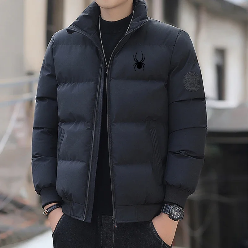 남성용 두꺼운 따뜻한 스포츠 코튼 재킷, 패션 스탠드 업 칼라 지퍼 카디건, 타이거 헤드 탑, 캐주얼 스트리트 재킷, 겨울