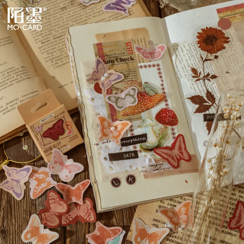 46 Pcs Butterfly Decorative Adhesive Sticker Craft Scrapbooking Sticker Set For Diary Album Notebook Planner