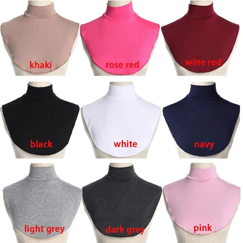 Soft Modal Cotton Neck Cover Headwrap Full Fake Collar High Collars Turtleneck Scarf monochrome Base Shirt False Collar