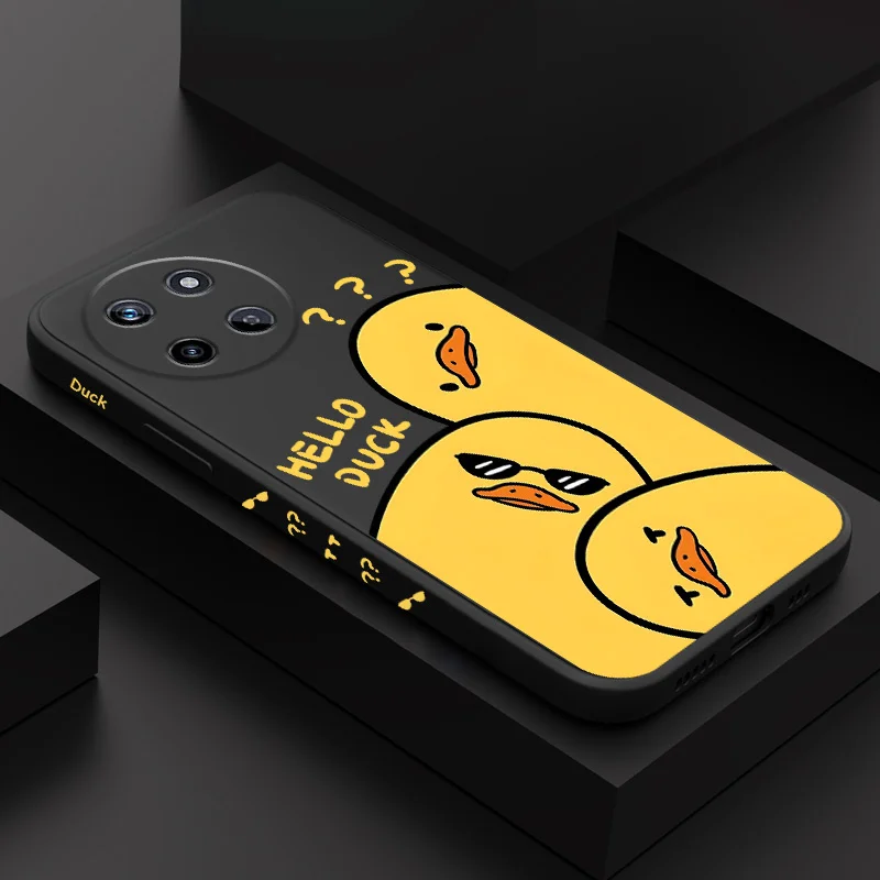 

Sunglasses Duck Phone Case For OPPO Realme 14 13 12 11 10 9 9i 8 8i 7 Pro Plus C35 C21Y C25Y C25 4G 5G Liquid Silicone Cover