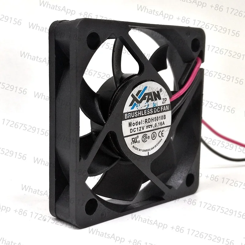 New 50mm 10mm Slim Cooling Fan RDH5010B DC Brushless 12V 0.16A 50x50x10mm 2-wire Ball Bearing Square Server Inverter Cooler Fan
