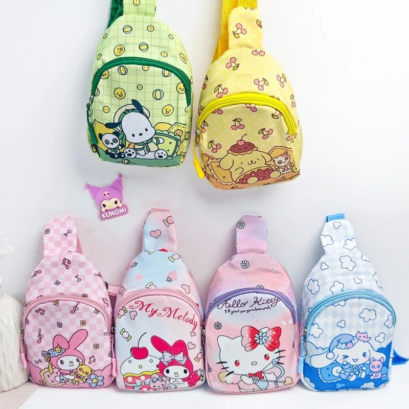 

Kawaii Sanrio Bag Cinnamoroll Backpack Kuromi Chest Storage Pouch Y2K Hello Kitty Shoulder Bag Girl Travel Crossbody Bag Gift