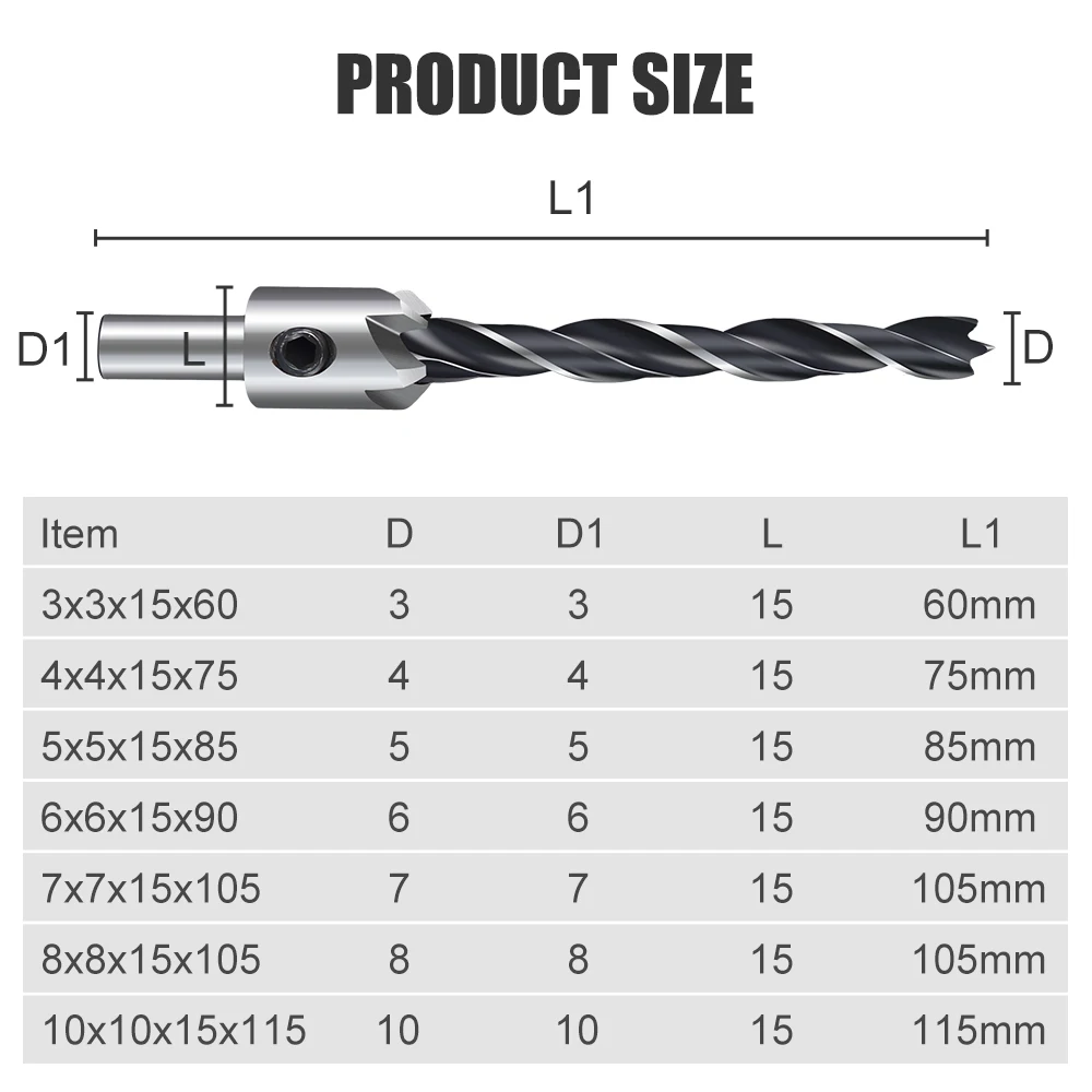 Imagem -05 - Xcan-hss Countersink Drill Bit Grupo Alargador Carpintaria Chanfro Counterbore Pilot Hole Cutter Parafuso Mm10 mm