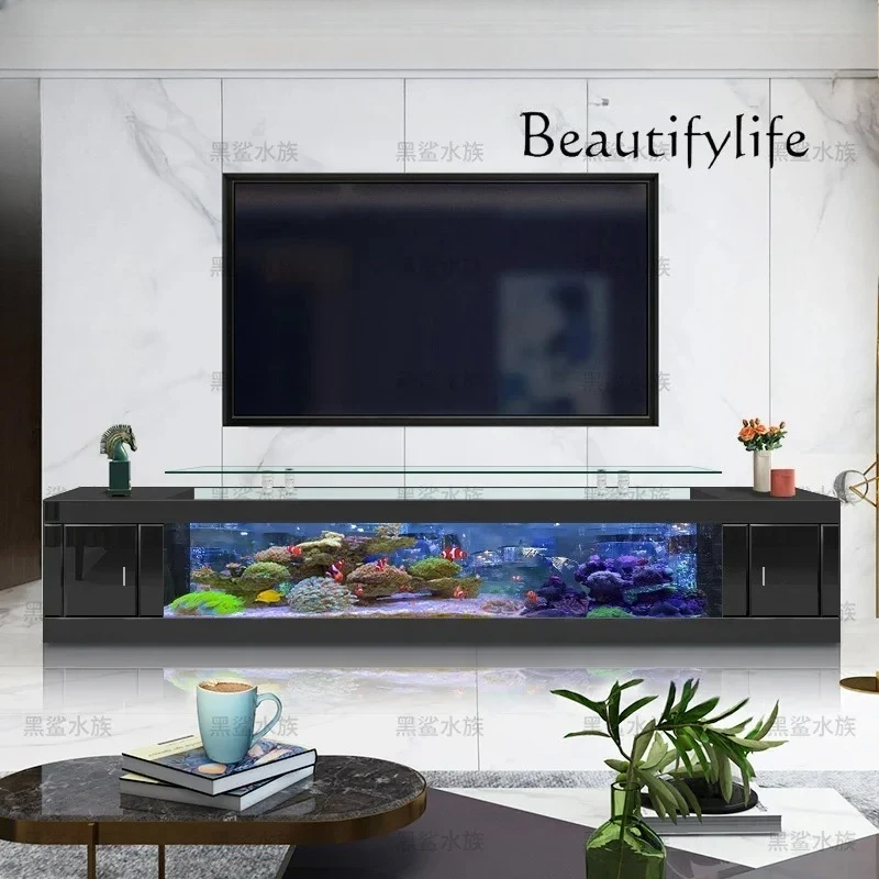 

TV cabinet fish tank living room household floor-to-ceiling large ecological glass water-free goldfish turtle tank