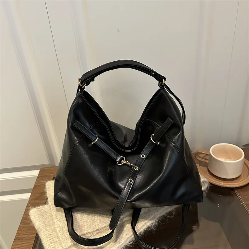 حقيبة كروس كلاسيكية من جلد البولي يوريثان بسعة كبيرة Harajuku Y2K حقيبة كتف نسائية مقاومة للماء على الطراز الكوري حقيبة حمل للطلاب #5