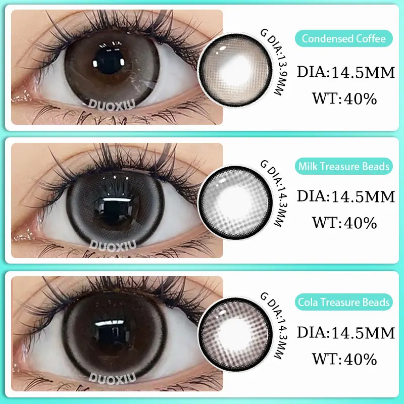 Duoxiu 2Pcs Color Colored Contact Soft Circular Lenses Beauty Pupil Large Diameter 14.5mm Black Lens Makeup Free Shipping