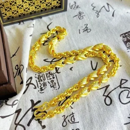 2026 Men's Thick Twisted Wheat Melon Seed Copper Gold Plated Necklace For Daily Wear Hip Hop Party Jewelry Perfect Gift For Boyf