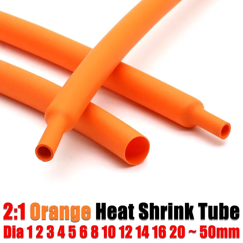 

1Meter Orange 2:1 Heat Shrink Tube Dia 1 ~ 50mm Polyolefin 2:1 Shrinkage Cable Sleeve Shrink wrap cable protector Tube