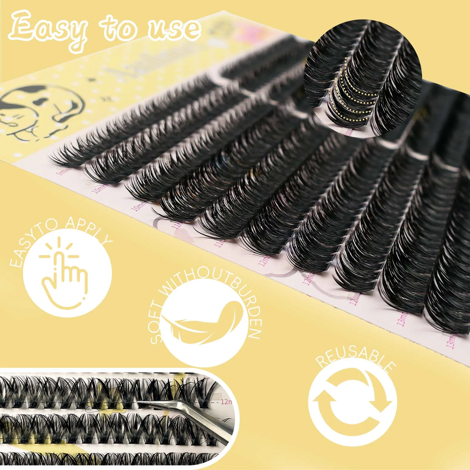 20 rzędów, 400 kępek sztucznych rzęs 3D, naturalne przedłużanie rzęs, makijaż, gęste rzęsy, książeczka z rzęsami 30/40/60/80D