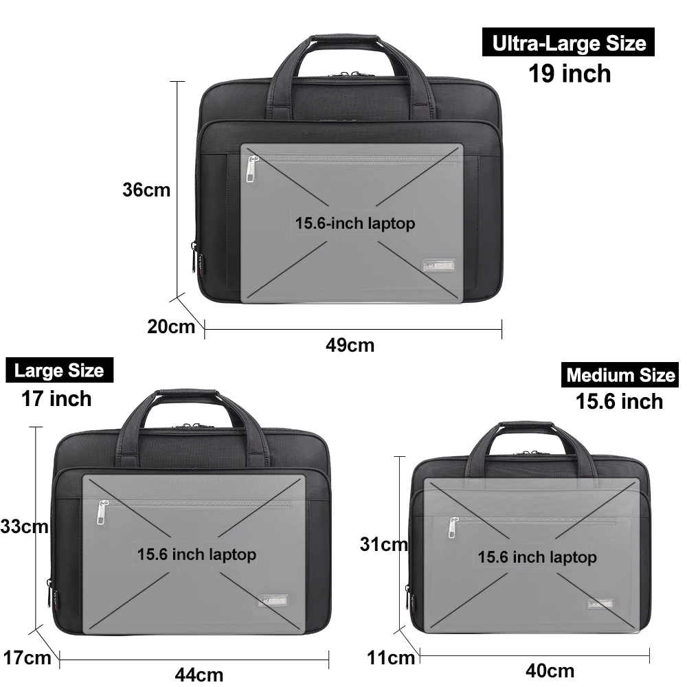 Large-capacity business briefcase 15.6 inch 17 19 inches laptop bag men\'s waterproof canvas document bag work office bag offical