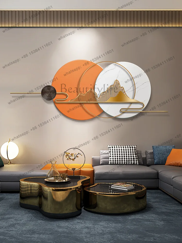 New Chinese-style living room wall decoration pendant wrought iron sofa background wall decoration