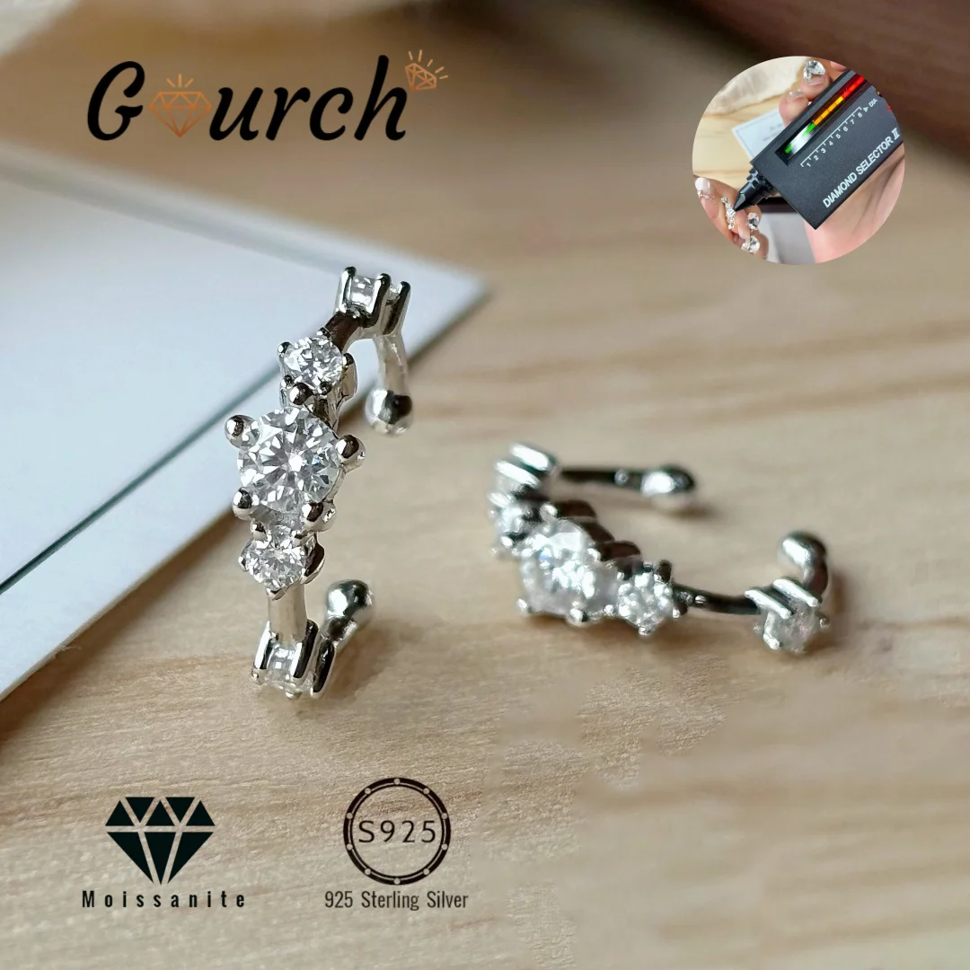 

Роскошные женские серьги-клипсы с муассанитом Gourch 0,64 карата, S925, посеребренные, в стиле хип-хоп, модные вечерние ювелирные украшения