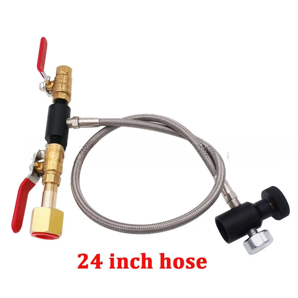 CO2 carbon dioxide quick inflation connector G1/2 tooth inflation connector with 3000PSI pressure gauge 24 inch