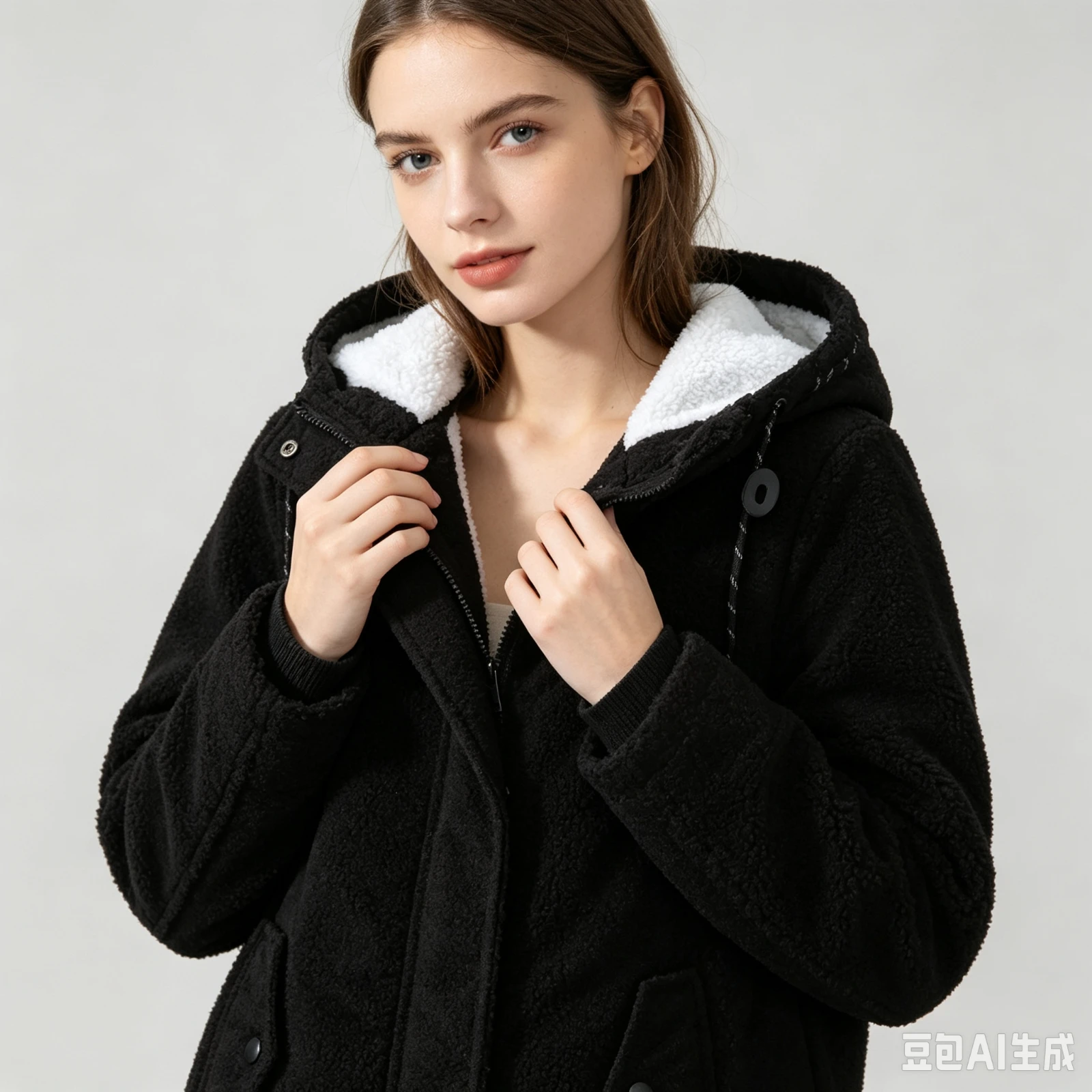 Ouma  women's Hooded Lamb Wool -=124parka=124; Winter Warm Waist-cinching Women's Cotton Jacket 615 Midi Clothes Party Femme