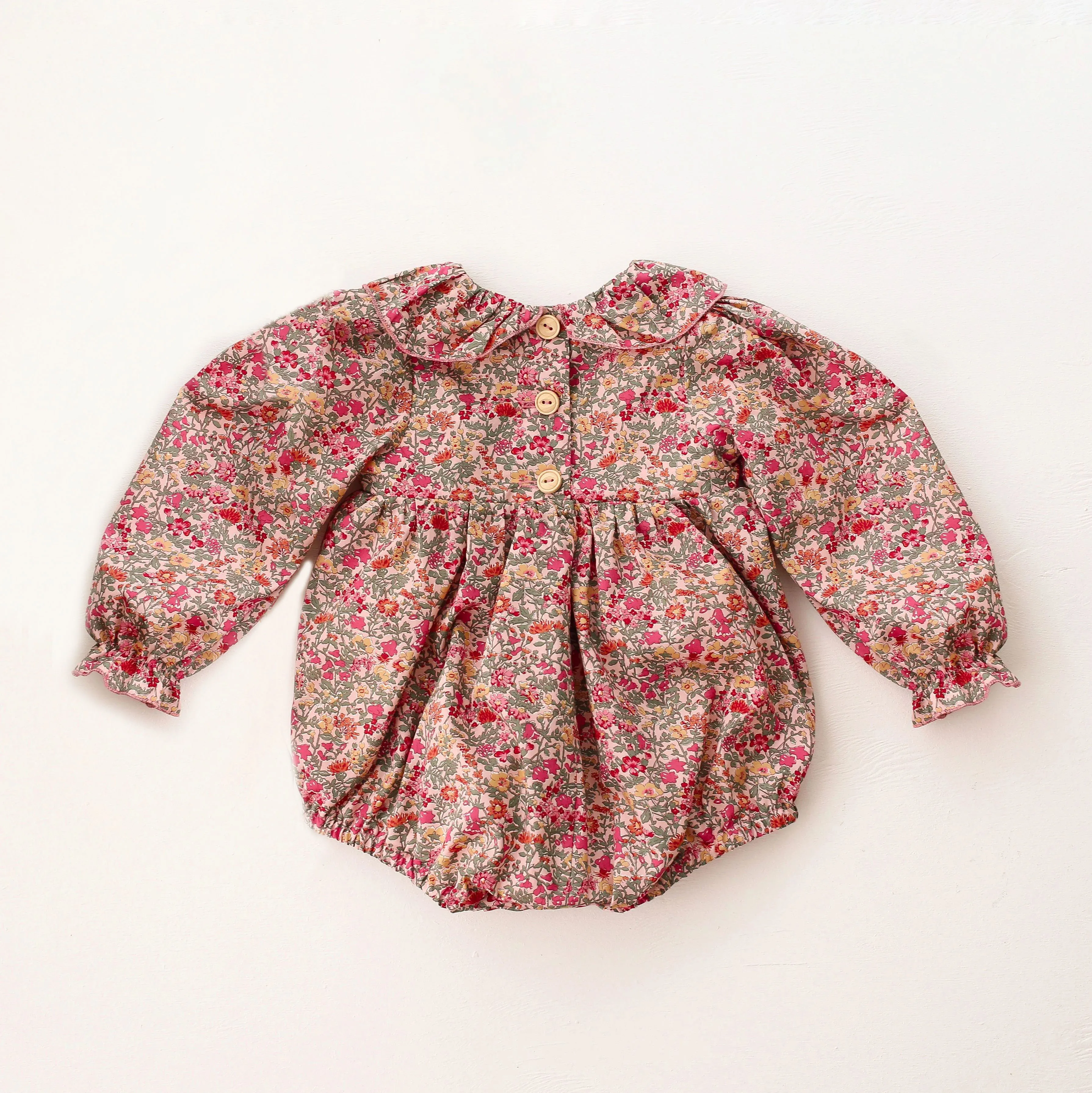 2Pcs Newborn Baby Girl Romper +Hairband Lapel Floral  Cotton Floral Newborn Rompers Infant Onepiece Fashion Baby Clothing