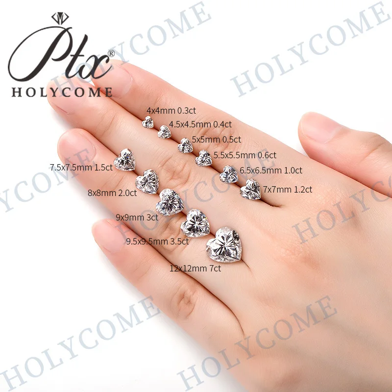 Herz D Weißer Moissanit-Stein mit GRA, individueller Edelstein, 8 Herzen und 8 Pfeile, VVS1-Diamant für die Schmuckherstellung, Großhandelspreis – Detail 4